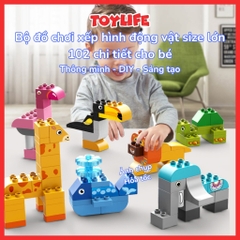 Bộ đồ chơi xếp hình động vật size lớn 102 chi tiết cho bé đồ chơi ghép hình thông minh cho trẻ thỏa sức sáng tạo TOYLIFE