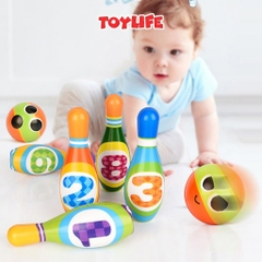 Bộ đồ chơi bowling ném bóng mini 2 bóng 6 ống cho bé trò chơi boling lăn bóng vận động an toàn cho trẻ TOYLIFE