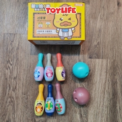 Bộ đồ chơi bowling ném bóng mini 2 bóng 6 ống cho bé trò chơi boling lăn bóng vận động an toàn cho trẻ TOYLIFE