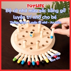 Bộ cờ nhớ màu sắc bằng gỗ luyện trí nhớ cho bé cờ nhớ màu thông minh trẻ em trò chơi cờ trí nhớ TOYLIFE