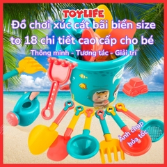 Đồ chơi xúc cát bãi biển size to 18 chi tiết cao cấp cho bé bộ xúc cát đồ chơi đi biển kèm xô nước bình tưới trẻ em