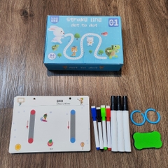 Bộ tập tô vẽ thông minh xóa được 64 trang tặng kèm 6 bút màu sách tập viết theo nét học liệu montessori cho bé