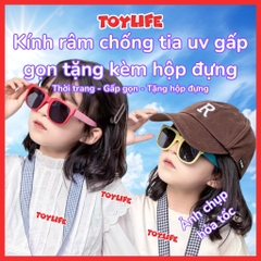 Kính râm chống tia uv gấp gọn tặng kèm hộp đựng cho bé kính mát mùa hè kính chống nắng đeo cổ di động trẻ em TOYLIFE