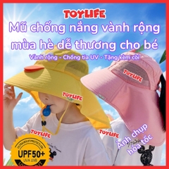 Mũ chống nắng vành rộng mùa hè dễ thương tặng kèm còi cho bé mũ che nắng vành lớn chống tia cực tím trẻ em TOYLIFE