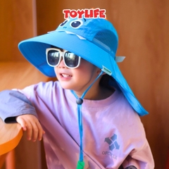 Mũ chống nắng vành rộng mùa hè dễ thương tặng kèm còi cho bé mũ che nắng vành lớn chống tia cực tím trẻ em TOYLIFE