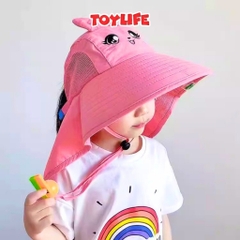 Mũ chống nắng vành rộng mùa hè dễ thương tặng kèm còi cho bé mũ che nắng vành lớn chống tia cực tím trẻ em TOYLIFE
