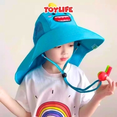 Mũ chống nắng vành rộng mùa hè dễ thương tặng kèm còi cho bé mũ che nắng vành lớn chống tia cực tím trẻ em TOYLIFE