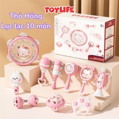 Đồ chơi lục lạc gặm nướu cầm tay 10 món an toàn cho bé xúc xắc gặm nướu cao cấp sơ sinh phát triển giác quan TOYLIFE
