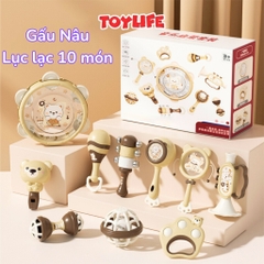 Đồ chơi lục lạc gặm nướu cầm tay 10 món an toàn cho bé xúc xắc gặm nướu cao cấp sơ sinh phát triển giác quan TOYLIFE