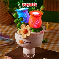 Máy thổi bong bóng xà phòng tự động hình bó hoa tặng kèm pin bông hoa phun bong bóng máy bắn bong bóng có đèn TOYLIFE