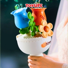 Máy thổi bong bóng xà phòng tự động hình bó hoa tặng kèm pin bông hoa phun bong bóng máy bắn bong bóng có đèn TOYLIFE
