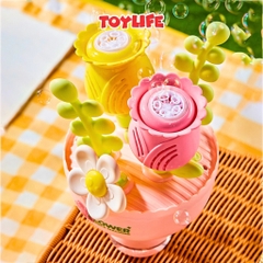 Máy thổi bong bóng xà phòng tự động hình bó hoa tặng kèm pin bông hoa phun bong bóng máy bắn bong bóng có đèn TOYLIFE