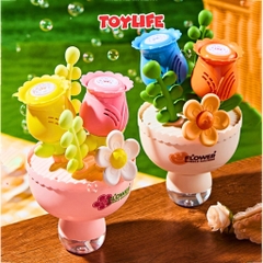 Máy thổi bong bóng xà phòng tự động hình bó hoa tặng kèm pin bông hoa phun bong bóng máy bắn bong bóng có đèn TOYLIFE