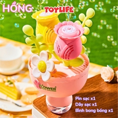 Máy thổi bong bóng xà phòng tự động hình bó hoa tặng kèm pin bông hoa phun bong bóng máy bắn bong bóng có đèn TOYLIFE