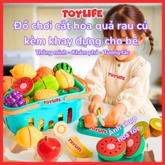 Đồ chơi cắt hoa quả rau củ kèm khay đựng cho bé trò chơi cắt trái cây bộ đồ chơi nấu ăn cắt rau quả trẻ em TOYLIFE