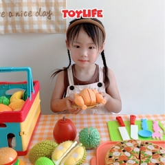 Đồ chơi cắt hoa quả rau củ kèm khay đựng cho bé trò chơi cắt trái cây bộ đồ chơi nấu ăn cắt rau quả trẻ em TOYLIFE
