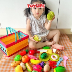 Đồ chơi cắt hoa quả rau củ kèm khay đựng cho bé trò chơi cắt trái cây bộ đồ chơi nấu ăn cắt rau quả trẻ em TOYLIFE