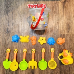 Đồ chơi xúc cát bãi biển size to 18 chi tiết cao cấp cho bé bộ xúc cát đồ chơi đi biển kèm xô nước bình tưới trẻ em