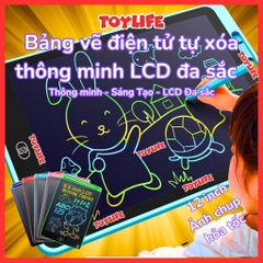Bảng vẽ điện tử tự xóa thông minh màn hình LCD đa sắc 12 inch cho bé bảng vẽ lcd size lớn bảng viết điện tử TOYLIFE