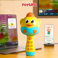 Mic hát karaoke bluetooth không dây kèm sạc cao cấp cho bé micro không dây livestream mini máy phát nhạc trẻ em TOYLIFE