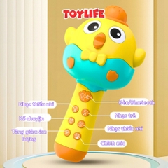 Mic hát karaoke bluetooth không dây kèm sạc cao cấp cho bé micro không dây livestream mini máy phát nhạc trẻ em TOYLIFE