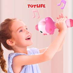 Mic hát karaoke bluetooth không dây kèm sạc cao cấp cho bé micro không dây livestream mini máy phát nhạc trẻ em TOYLIFE