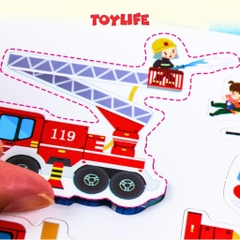 Đồ chơi tranh dán nam châm từ tính theo chủ đề thông minh cho bé bộ bóc dán sticker nam châm công trường cứu hộ