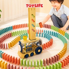 Đồ chơi tàu hỏa xếp domino tự động thế hệ mới cho bé xếp domino xe điện có đèn nhạc xe lửa domino TOYLIFE