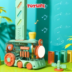 Đồ chơi tàu hỏa xếp domino tự động thế hệ mới cho bé xếp domino xe điện có đèn nhạc xe lửa domino TOYLIFE