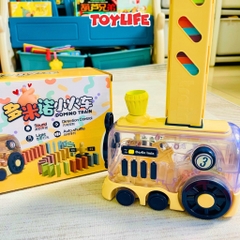 Đồ chơi tàu hỏa xếp domino tự động thế hệ mới cho bé xếp domino xe điện có đèn nhạc xe lửa domino TOYLIFE