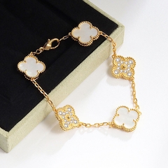 Clover Bracelet - White Crystals
