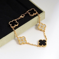 Clover Bracelet - Black Crystals