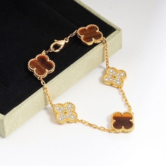 Clover Bracelet - Brown Crystals