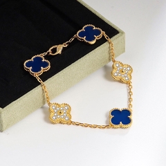 Clover Bracelet - Blue Crystals