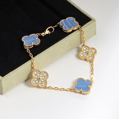 Clover Bracelet - Light Blue Crystals