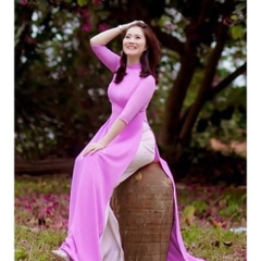 Áo dài trơn tím cà 4 tà - Áo Dài Đan Linh