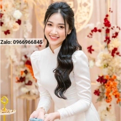 Áo dài trắng tay bồng trẻ và sang - Áo Dài Đan Linh