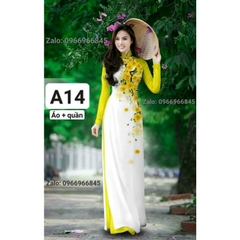 Áo dài in 3d màu xanh cốm - Áo dài Đan Linh