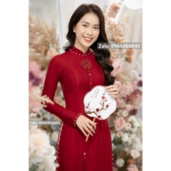 * Áo dài đỏ kết sang trọng lụa vân gỗ cao cấp, áo dài cô dâu, áo dài cưới - Áo Dài Đan Linh