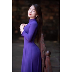 Áo dài lụa mỹ màu tím huế mộng mơ, đẹp dịu dàng, đằm thắm - Áo Dài Đan Linh