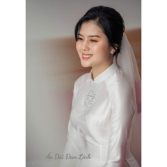 {Tặng mấn} Cặp áo dài cưới song hỷ màu trắng sang trọng, áo dài cô dâu chú rể hiện đại - Áo Dài Đan Linh