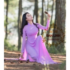 Áo dài trơn tím cà 4 tà - Áo Dài Đan Linh