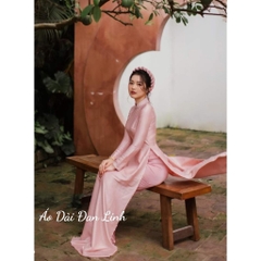 * Áo dài lụa vân gỗ cao cấp màu hồng sang trọng, áo dài cô dâu, áo dài ăn hỏi, áo dài cưới - Áo Dài Đan Linh