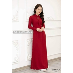* Áo dài đỏ kết sang trọng lụa vân gỗ cao cấp, áo dài cô dâu, áo dài cưới - Áo Dài Đan Linh