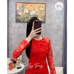 Áo dài ren 4 tà kết hoa pù hợp mặc dự tiệc, cưới hỏi, chụp hình - Áo Dài Đan Linh