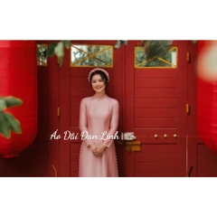 * Áo dài lụa vân gỗ cao cấp màu hồng sang trọng, áo dài cô dâu, áo dài ăn hỏi, áo dài cưới - Áo Dài Đan Linh