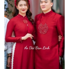 (Tặng mấn) Áo dài cưới hiện đại, áo dài cô dâu chú rể, áo dài song hỷ may mắn, sang trọng