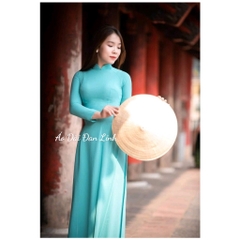Áo dài lụa mỹ mịn đẹp màu xanh ngọc đẹp dịu dàng -Áo Dài Đan Linh