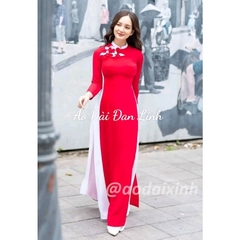 Áo dài 4 tà đính hoa, áo dài dự tiệc, đồng phục áo dài đẹp - Áo Dài Đan Linh