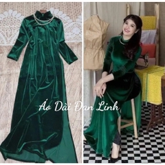 Áo nhung màu xanh rêu cao cấp, sang trọng, quý phái - Áo Dài Đan Linh